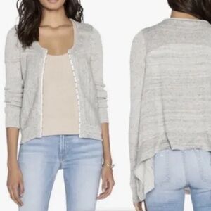 Free People Never Again Hook & Eye Cardigan Sweater-Cotton/Linen-Size Small-Gray